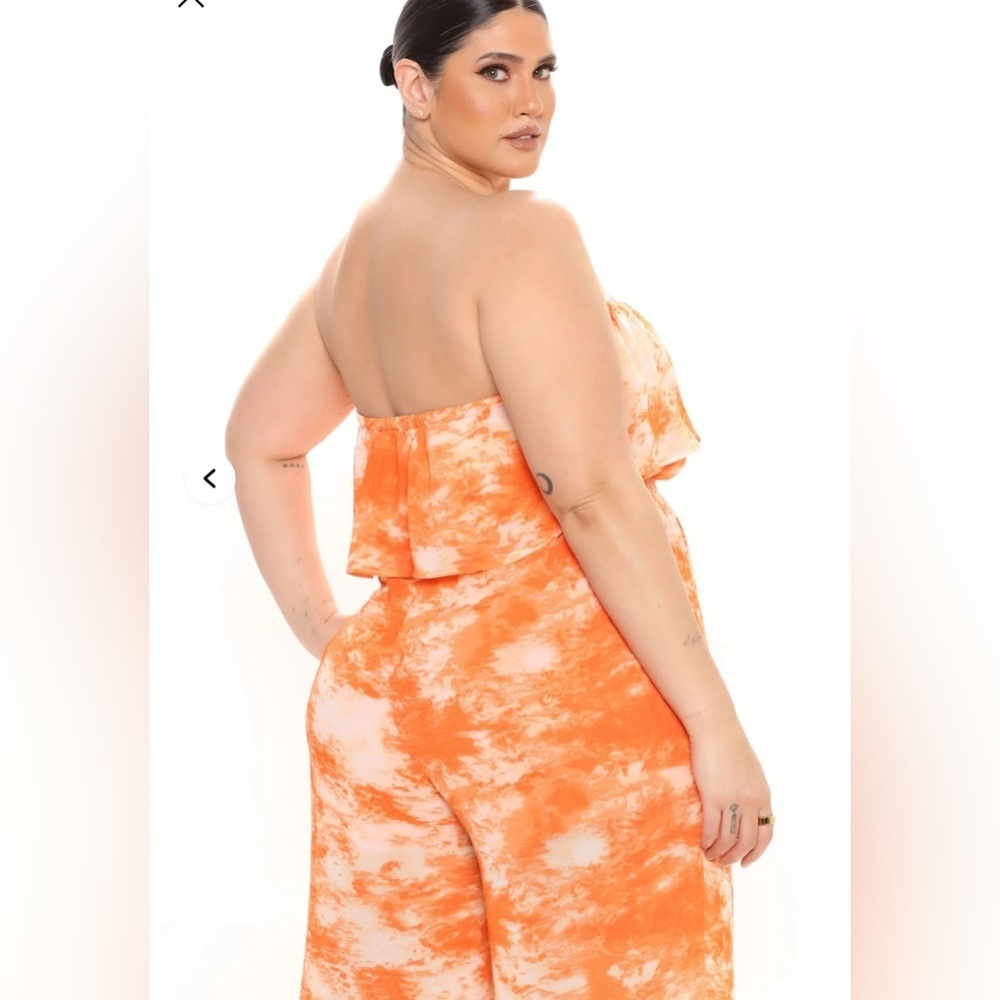 New Fashion Nova Strapless Orange Jumpsuit - Picture 4 of 5